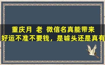 重庆月  老  微信名真能带来好运不准不要钱，是噱头还是真有奇效